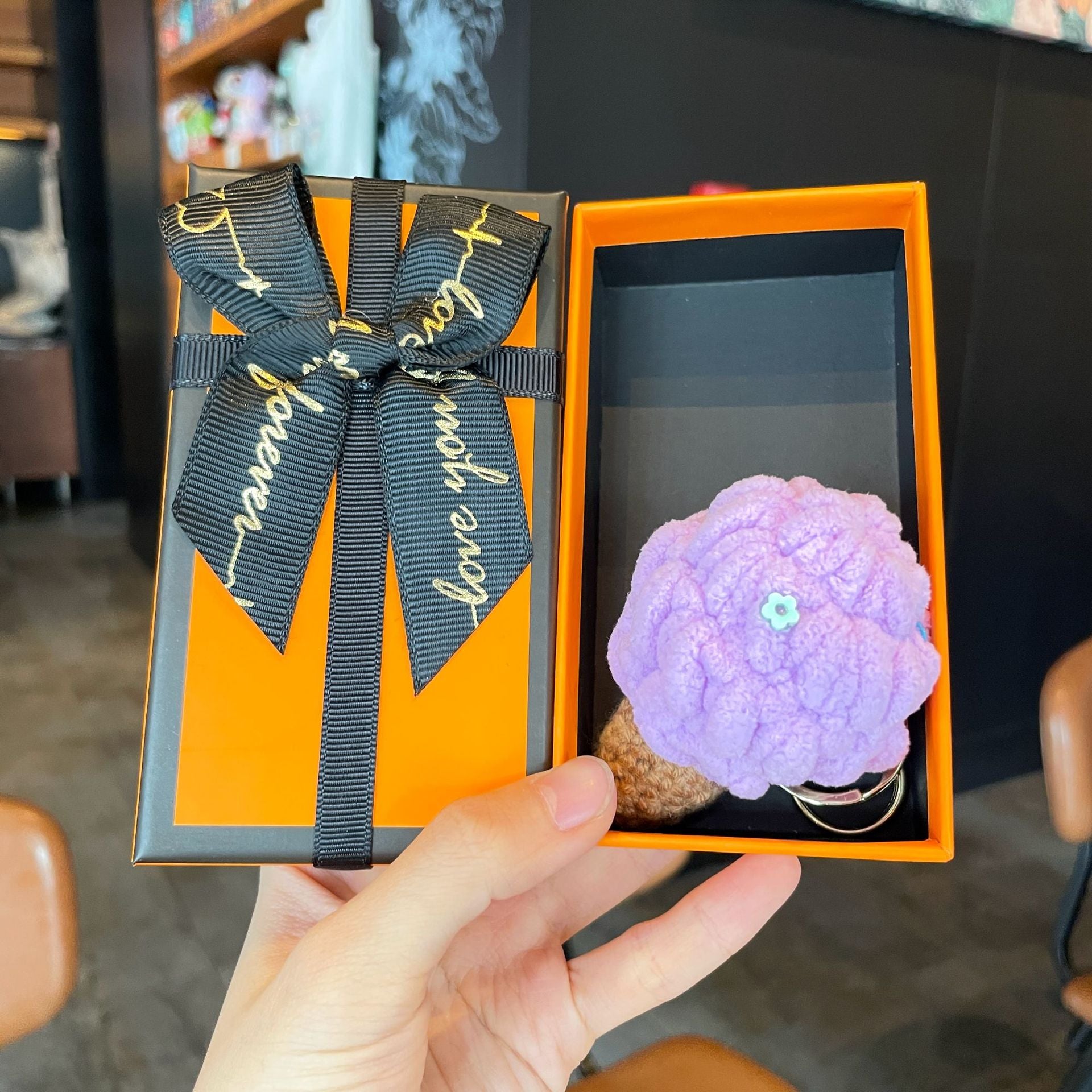 Crochet Yarn Ice Cream Keychain