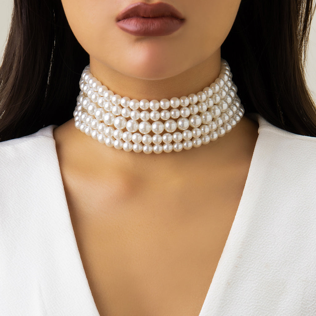 📿 Choker + Handmade Layered Pearl Necklace – Street Snap Favorite