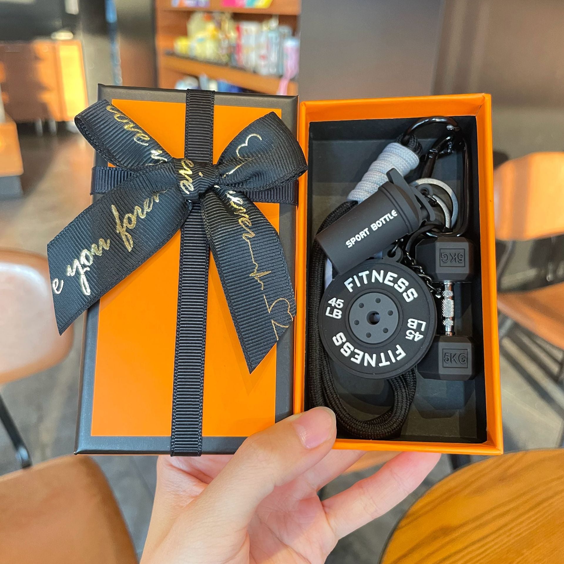 💪 Silicone Dumbbell & Shaker Keychain Set