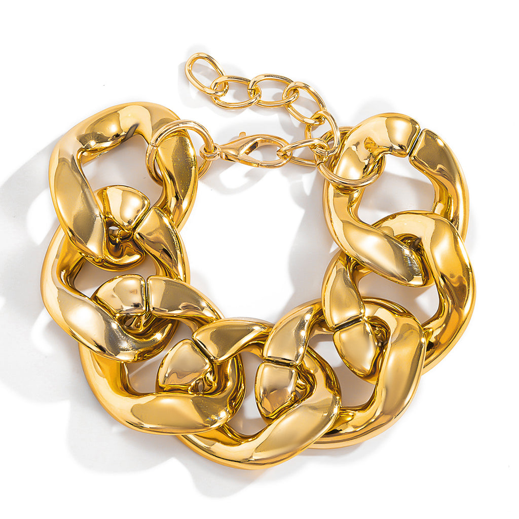 🔩 Bracelet + Chunky Punk Twist Chain Bracelet – Geometric Bold Design