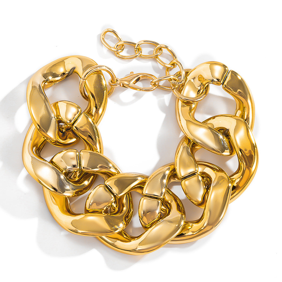 🔩 Bracelet + Chunky Punk Twist Chain Bracelet – Geometric Bold Design