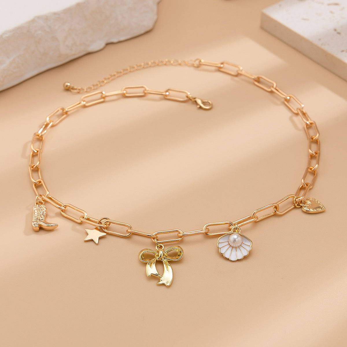 🦋 Necklace + Pearl Fan Shell Chain Necklace – Sweet Girl Style