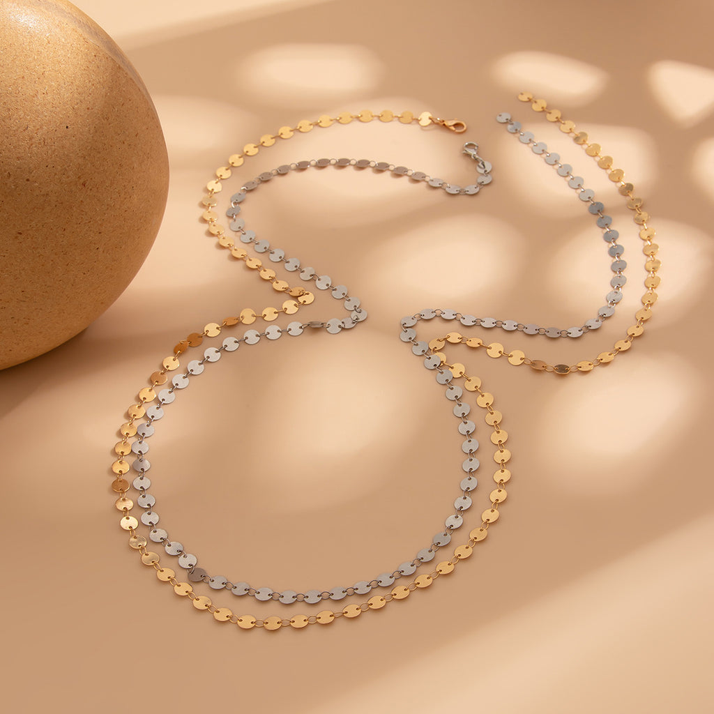 🌟 Necklace + Irregular Glitter Sequin Pendant Necklace – Minimalist