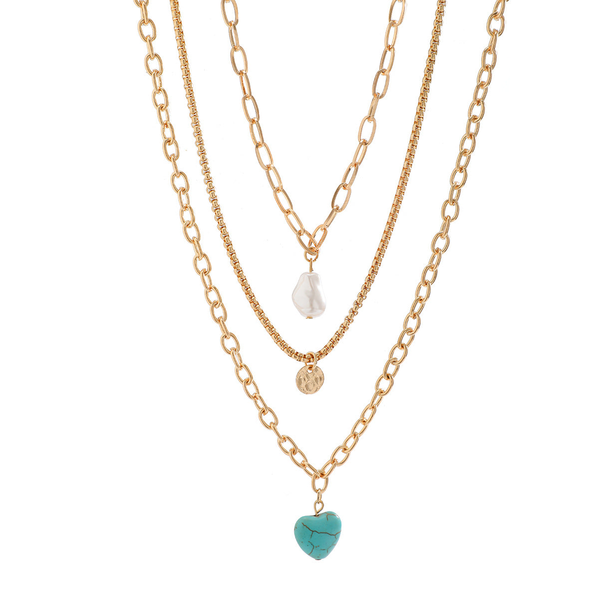 💖 Necklace + Baroque Pearl Necklace With Turquoise Heart