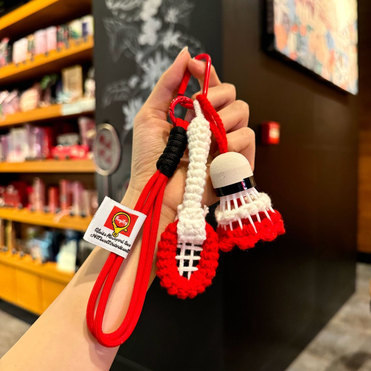 🏸 Crochet Badminton Keychain — Handmade Gift for Sporty Girls