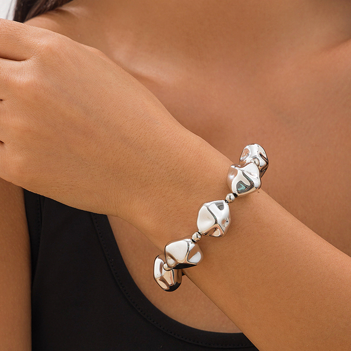 🧿 Necklace Set + Irregular CCB Beads + Geometric Pearl Layered Necklace