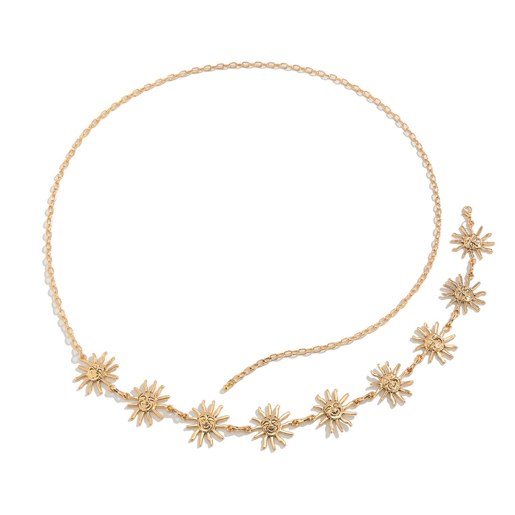 🌼 Waist Chain + Metal Smile Sunflower Body Chain – Trendy Statement Piece