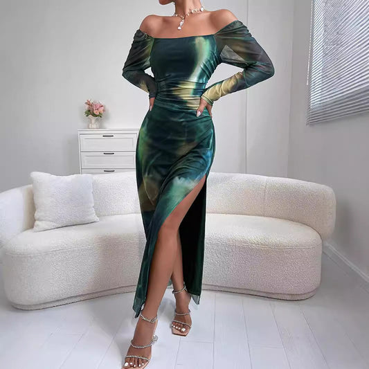 💚 Spicy | One-Shoulder Bodycon Slit Party Dress