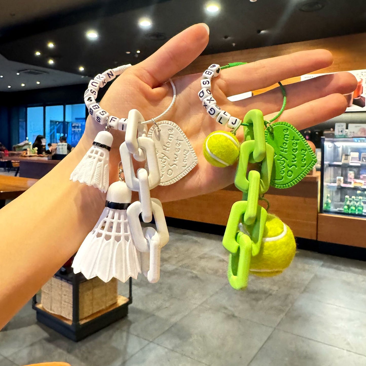 🎾 Heart-Shaped Tennis & Badminton Keychain — Macaron Colors for Gifts & Bags