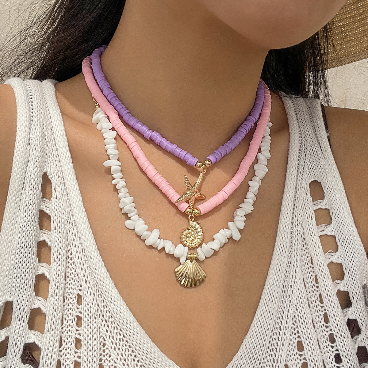 🐚 Necklace + Multi-Layer Shell & Turquoise Beaded Necklace – Ocean Vibe