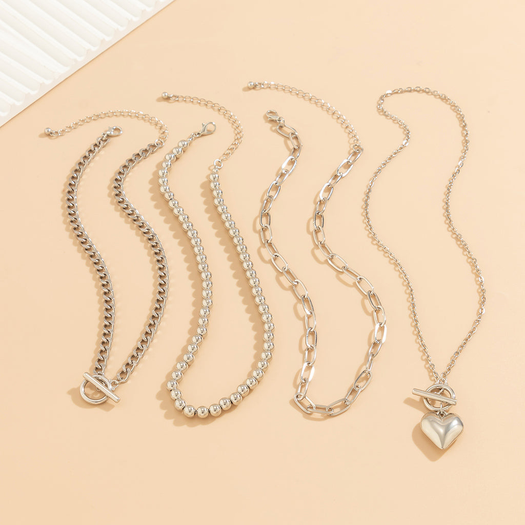 💖 Necklace Set + OT Buckle Heart Bead Geometric Necklace – Sweet Street Style