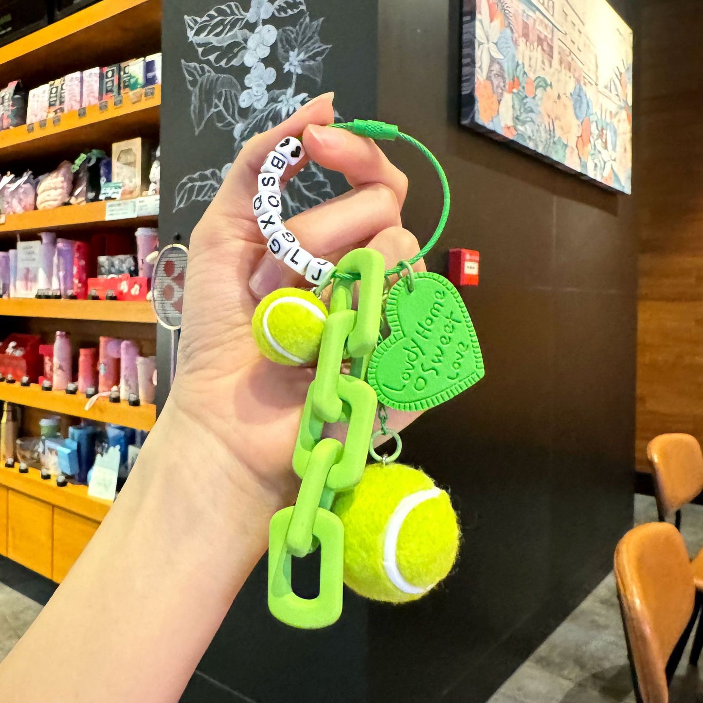 🎾 Heart-Shaped Tennis & Badminton Keychain — Macaron Colors for Gifts & Bags