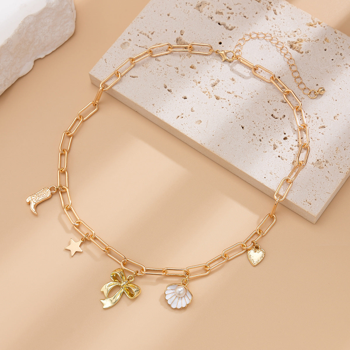 🦋 Necklace + Pearl Fan Shell Chain Necklace – Sweet Girl Style