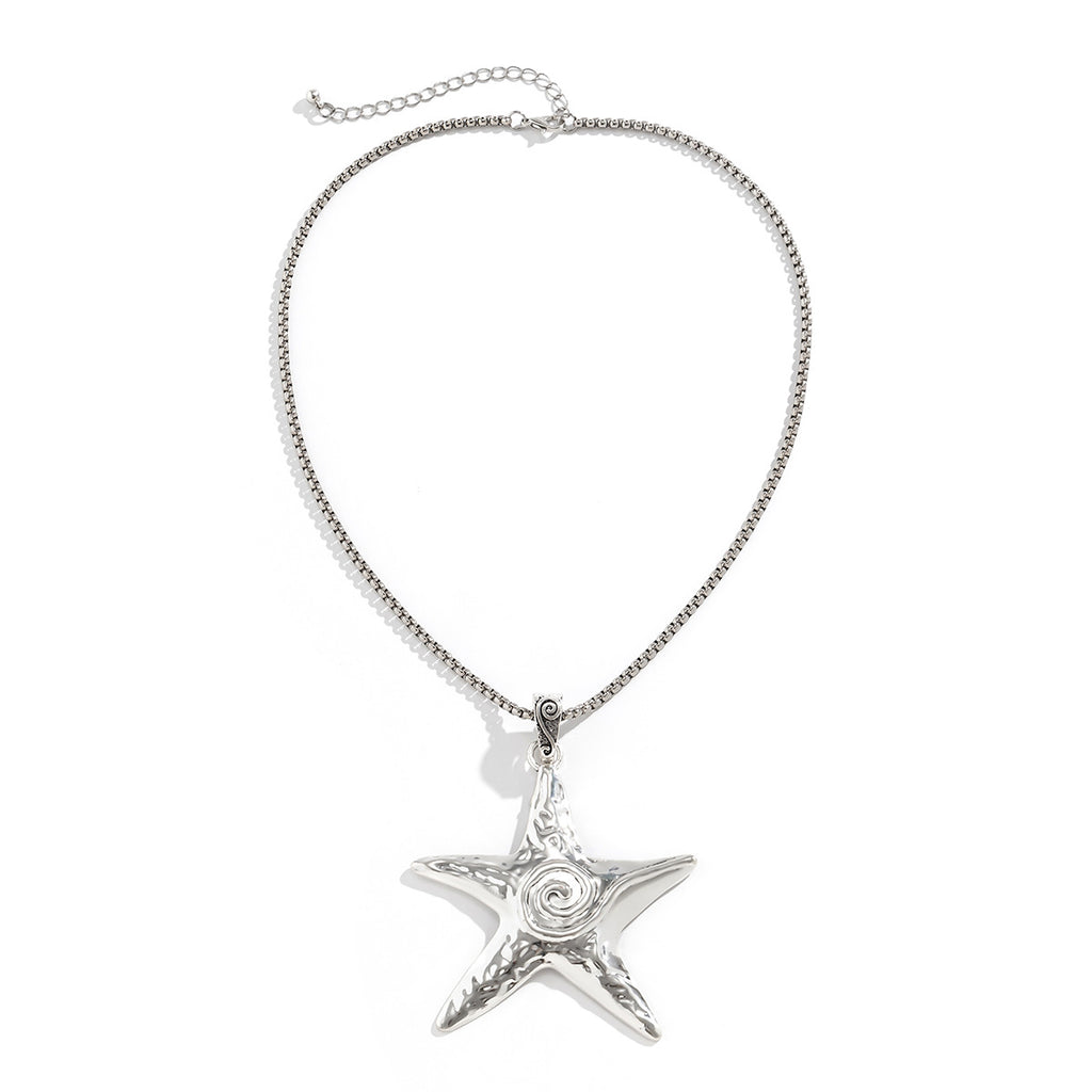 🐚 Choker + Velvet Bow Starfish Pendant Necklace – Statement Sweetpunk