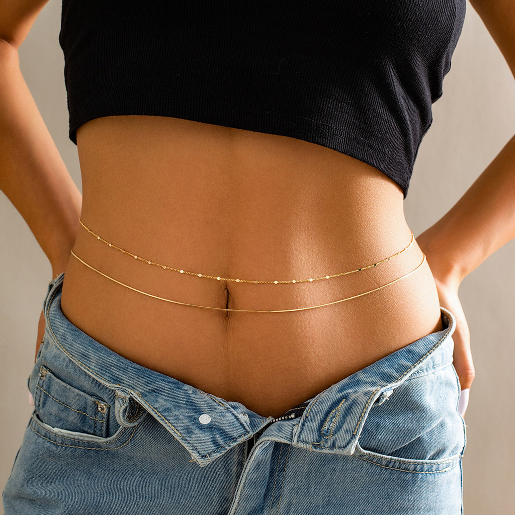 ✨ Waist Chain + Double-Layer Rhinestone Body Belt – Beach Glam