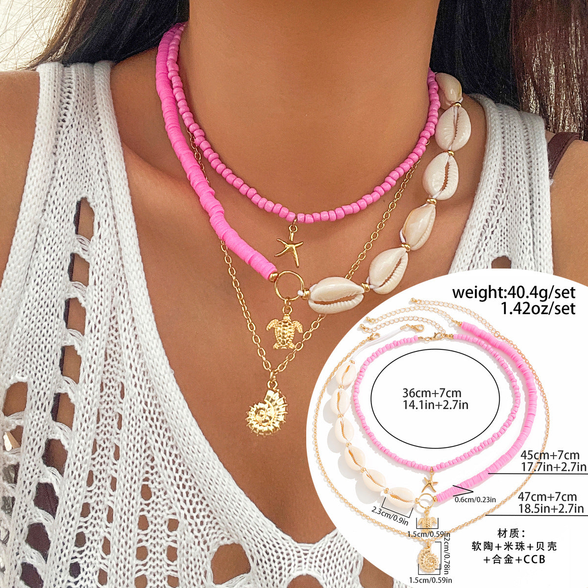 🐚 Necklace + Multi-Layer Shell & Turquoise Beaded Necklace – Ocean Vibe