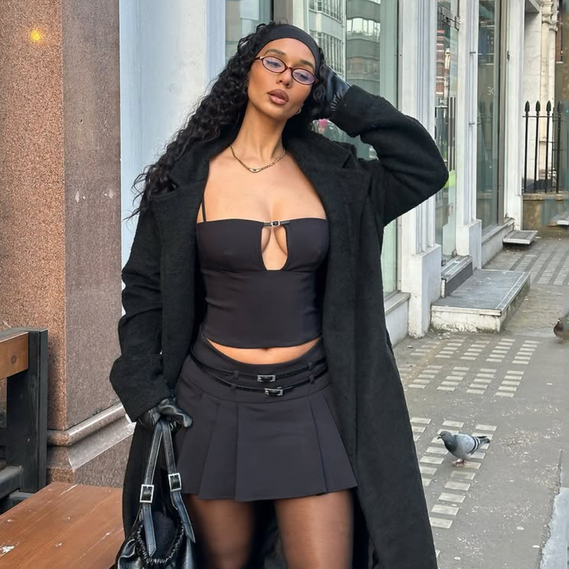 🖤 Spicy | Cutout Halter Crop Top — Street Snap Attitude