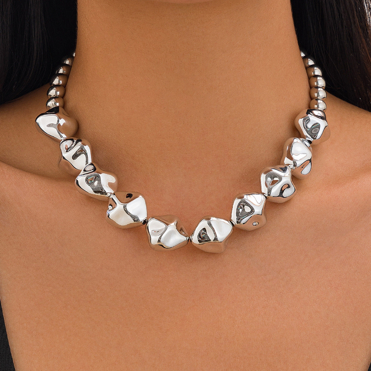 🧿 Necklace Set + Irregular CCB Beads + Geometric Pearl Layered Necklace