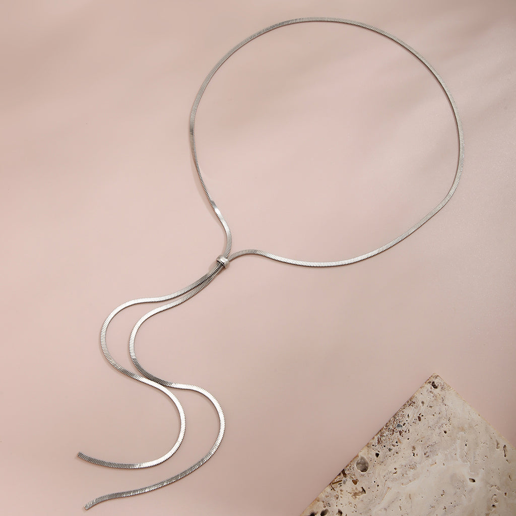 🧵 Necklace + Adjustable Metal Pull Chain Necklace – Sleek Design
