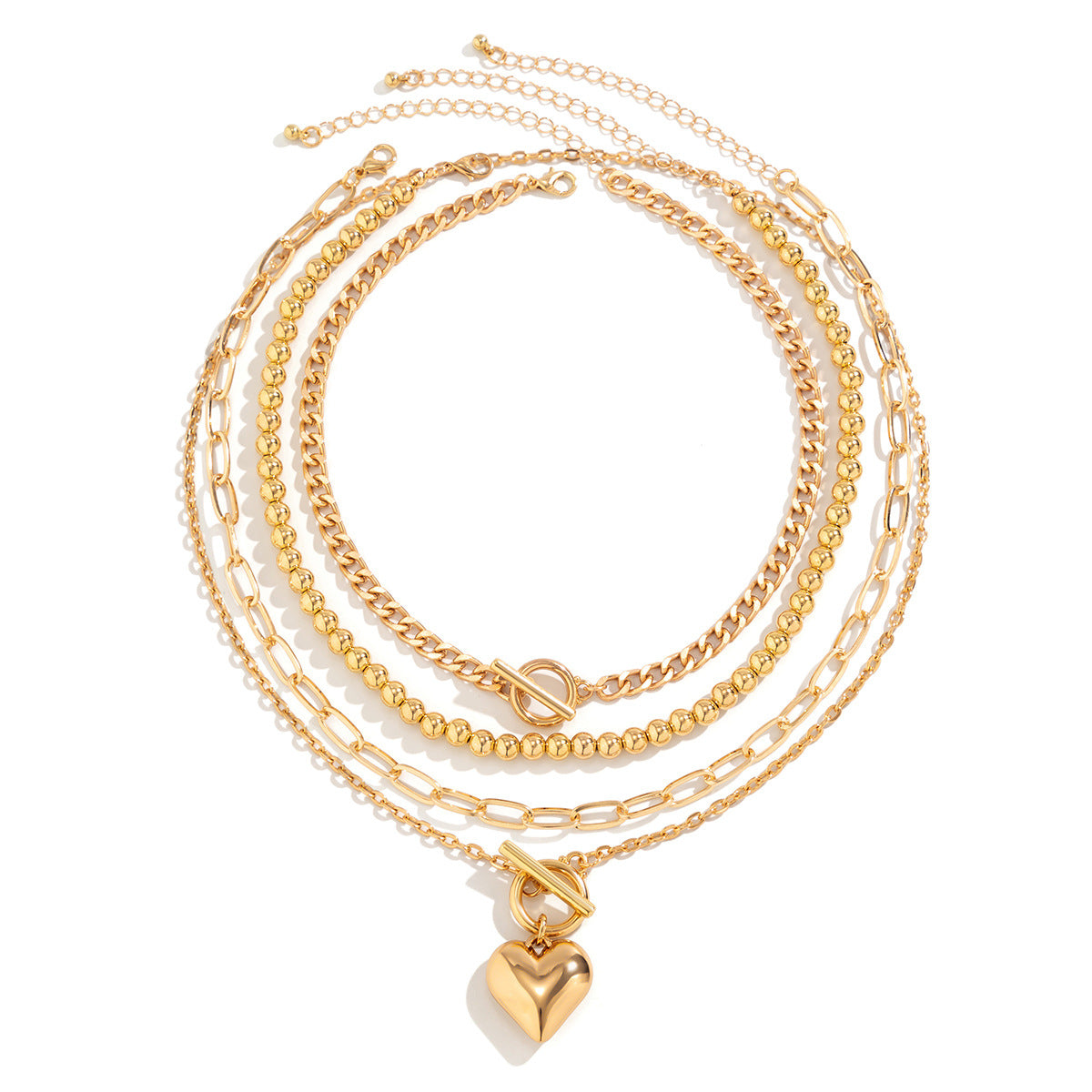 💖 Necklace Set + OT Buckle Heart Bead Geometric Necklace – Sweet Street Style