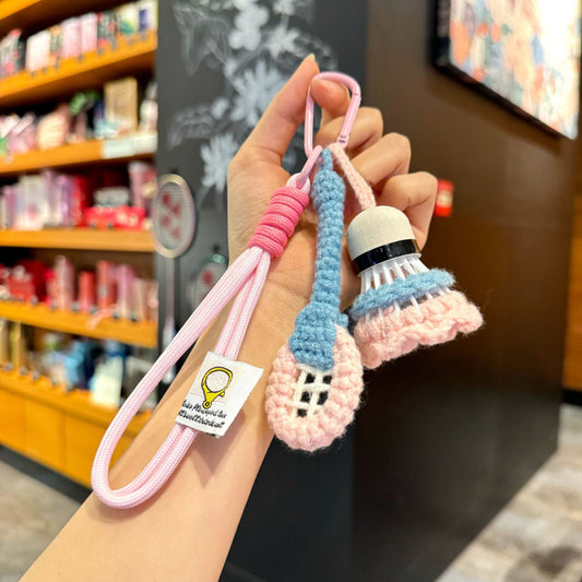 🏸 Crochet Badminton Keychain — Handmade Gift for Sporty Girls