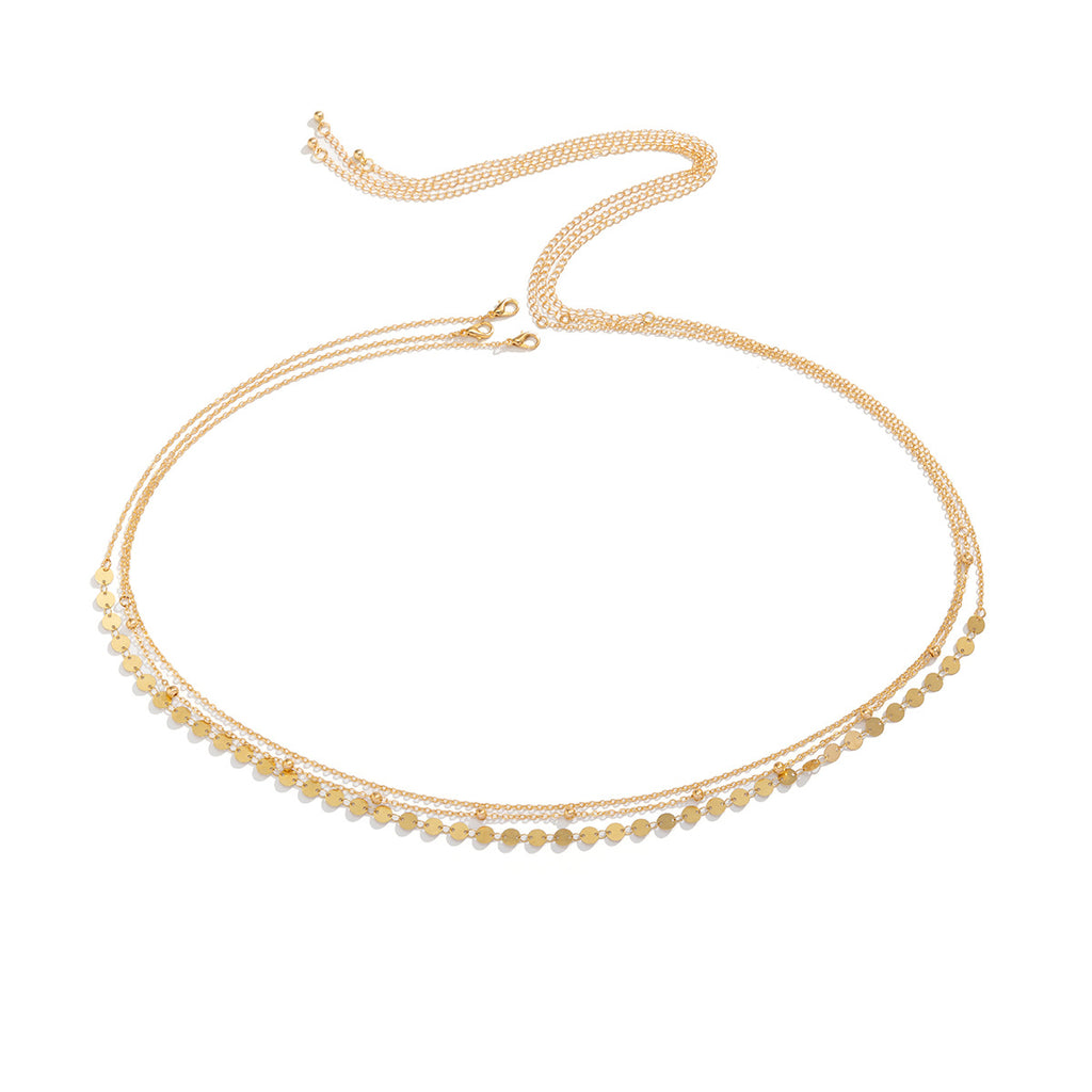 💫 Body Chain + Sequin Layered Metal Chain Harness – Heart Claw Rhinestone Detail