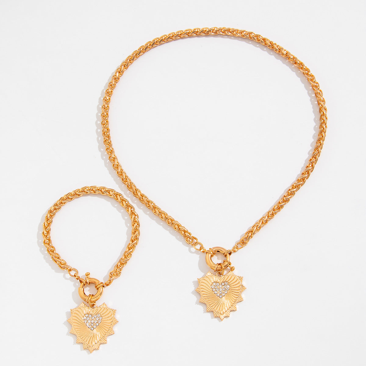 💎 Necklace Set + Rhinestone Heart Pendant + Luxury Toggle Chain