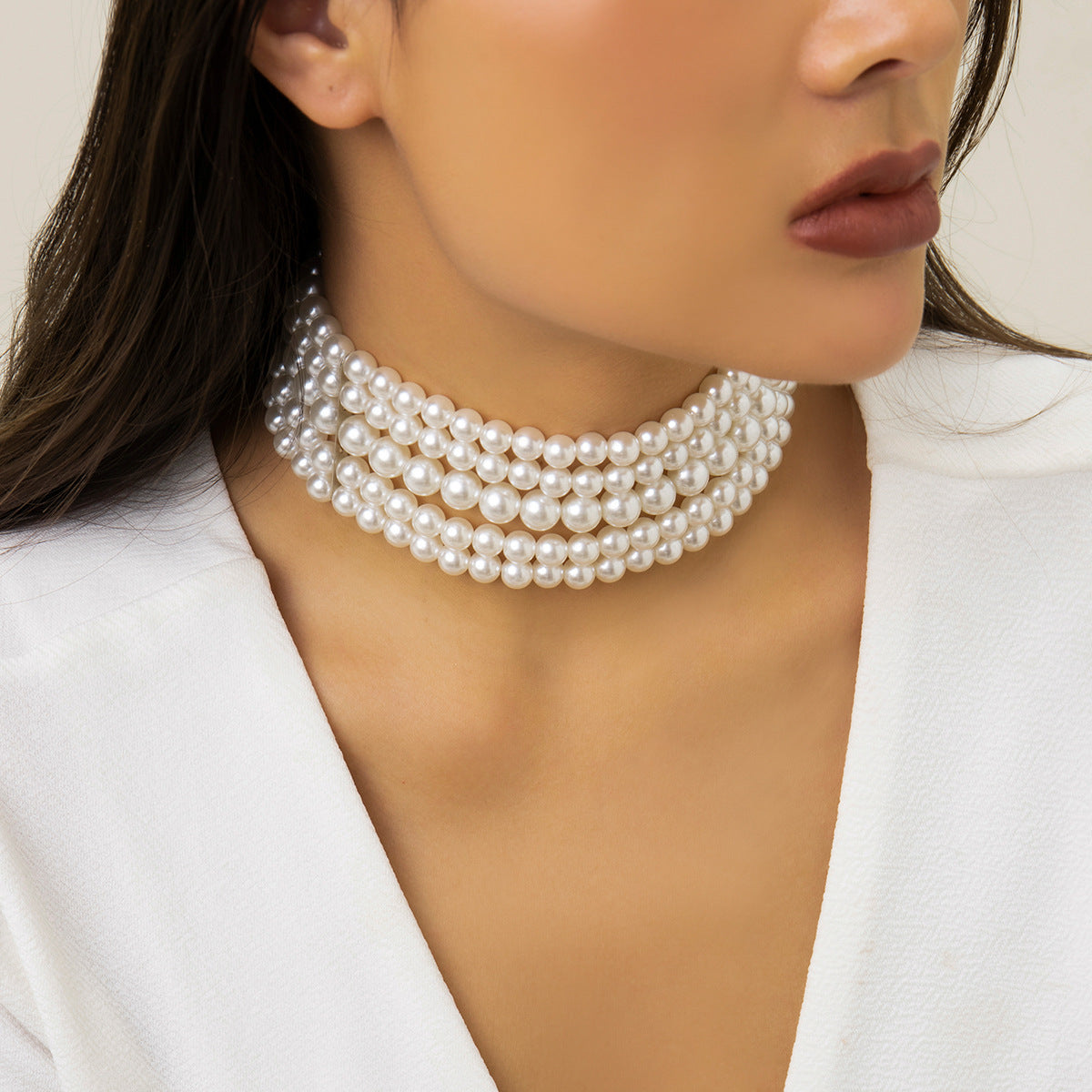 📿 Choker + Handmade Layered Pearl Necklace – Street Snap Favorite