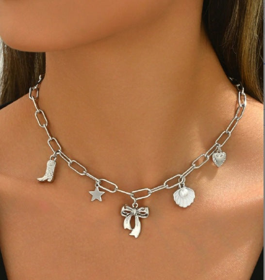 🦋 Necklace + Pearl Fan Shell Chain Necklace – Sweet Girl Style