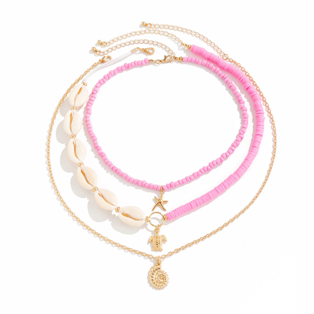 🐚 Necklace + Multi-Layer Shell & Turquoise Beaded Necklace – Ocean Vibe