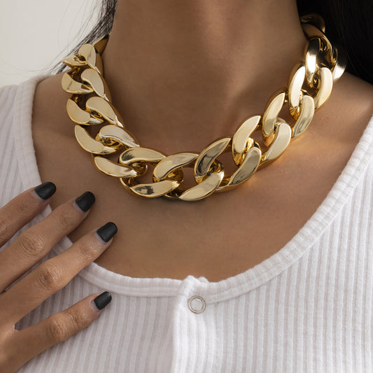 🎨 Necklace + Street Style Colorblock Chain Necklace – Geometric Bold Design
