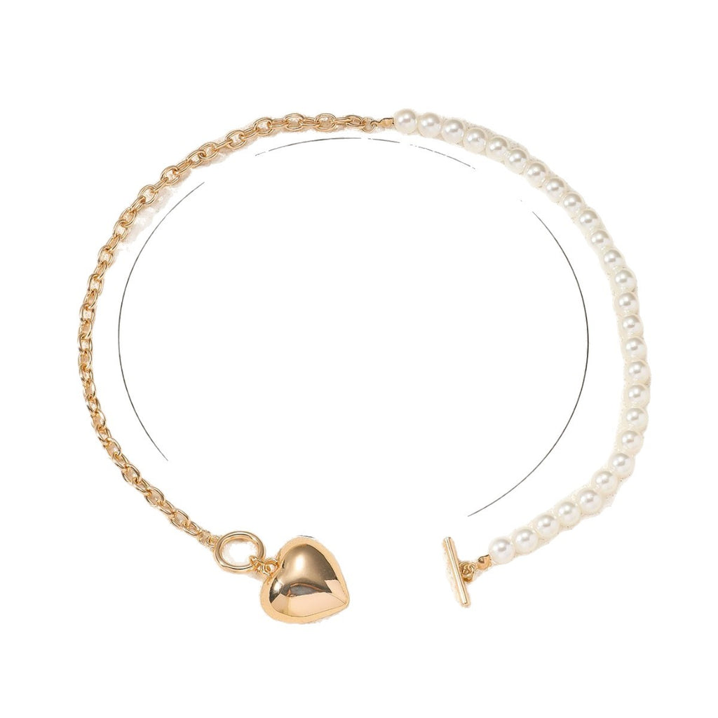 💖 Necklace + Pearl Heart Pendant Necklace – Elegant Luxe Lock Chain