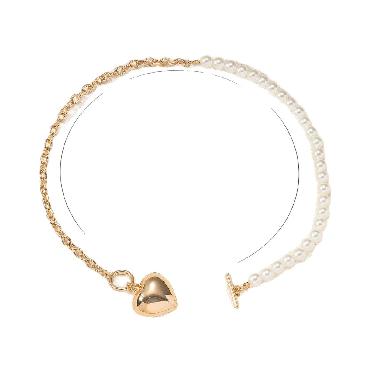 💖 Necklace + Pearl Heart Pendant Necklace – Elegant Luxe Lock Chain