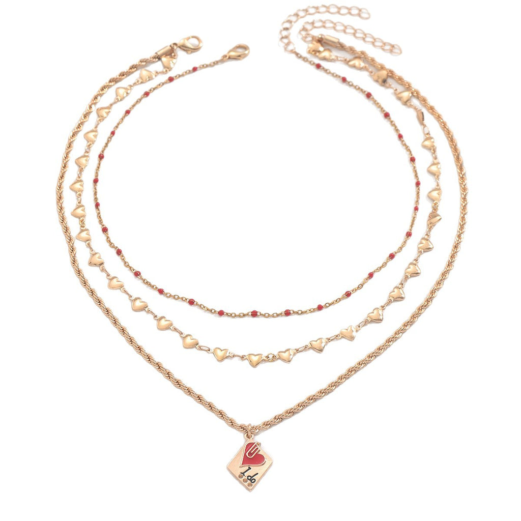 ❤️ Necklace + Red Enamel Heart Pendant Necklace – Vintage Alloy