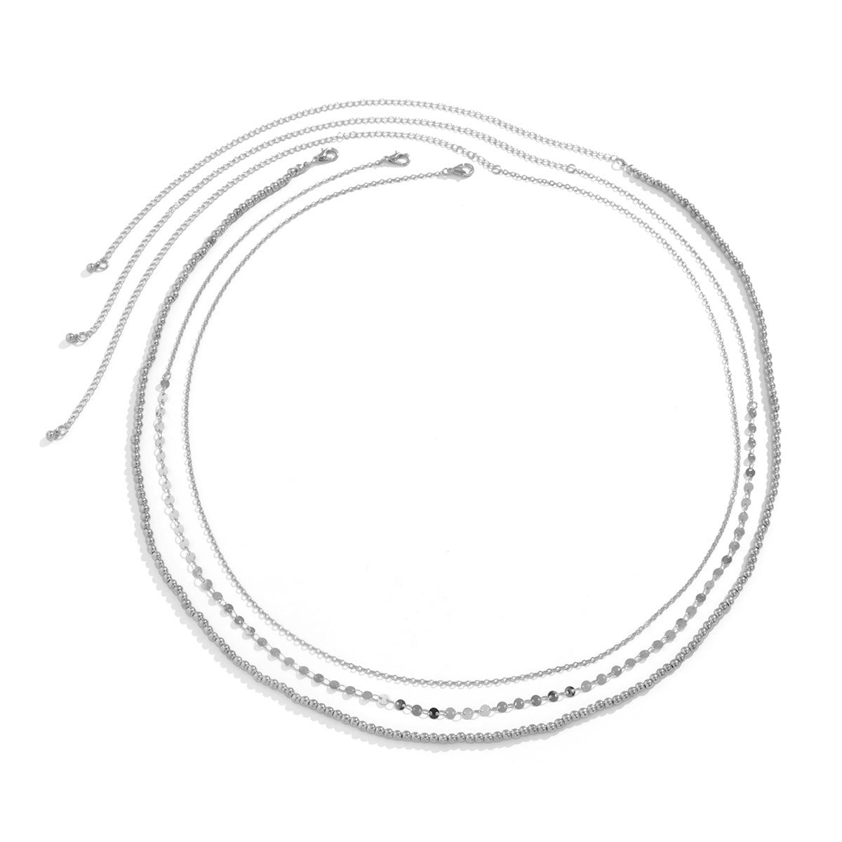 ✨ Waist Chain + Multi-Strand Beaded Punk Waist Belt – Rhinestone Sequin Accent