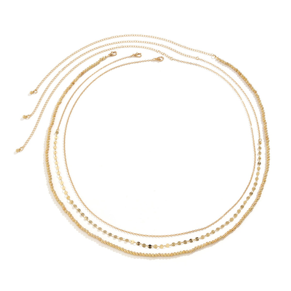 ✨ Waist Chain + Multi-Strand Beaded Punk Waist Belt – Rhinestone Sequin Accent