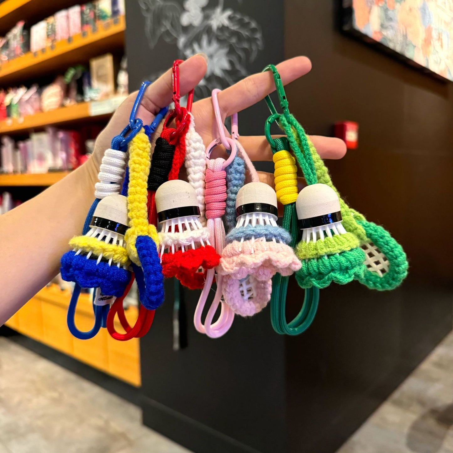 🏸 Crochet Badminton Keychain — Handmade Gift for Sporty Girls