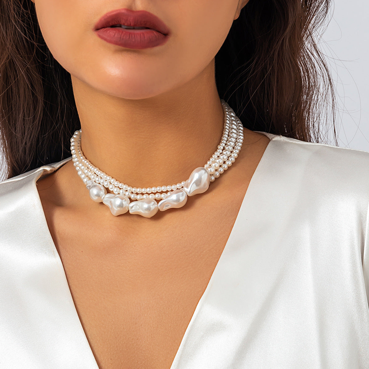 💫 Necklace + Woven Pearl Baroque Layered Necklace – Retro Glam