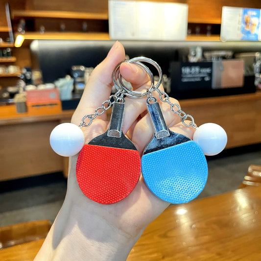 🏓 Mini Table Tennis Racket Keychain — Sporty Charm for Bags & Gifts