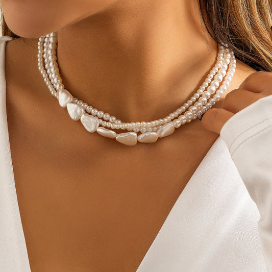 💫 Necklace + Woven Pearl Baroque Layered Necklace – Retro Glam