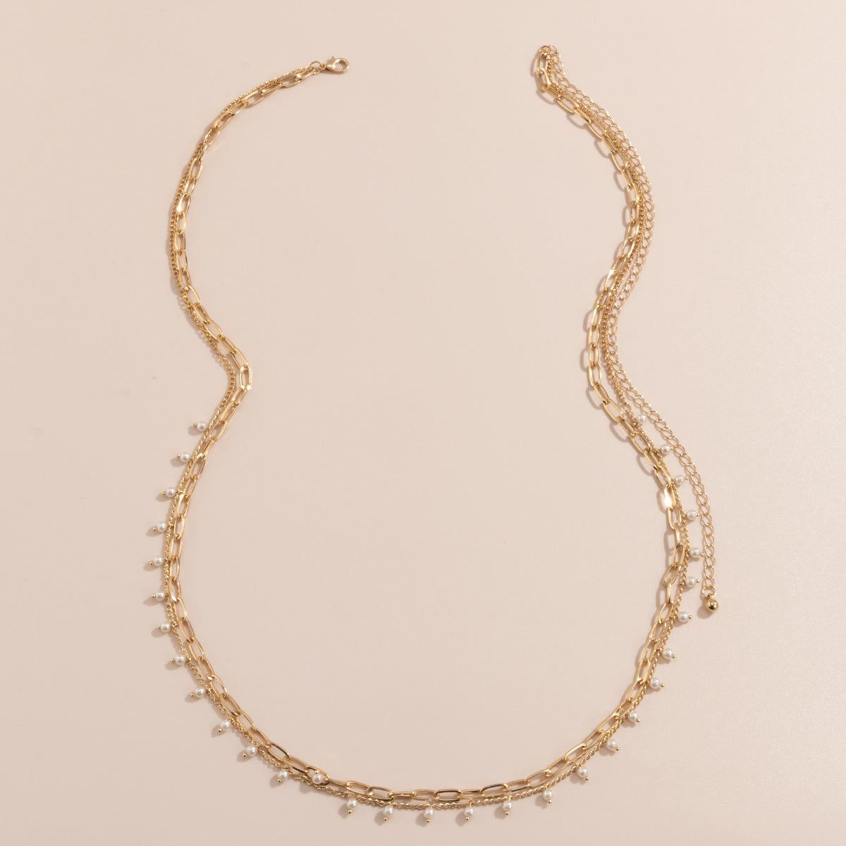 💫 Waist Chain + Pearl-Inspired Waist Belt – Multi-Layer Geometric Metal Chain