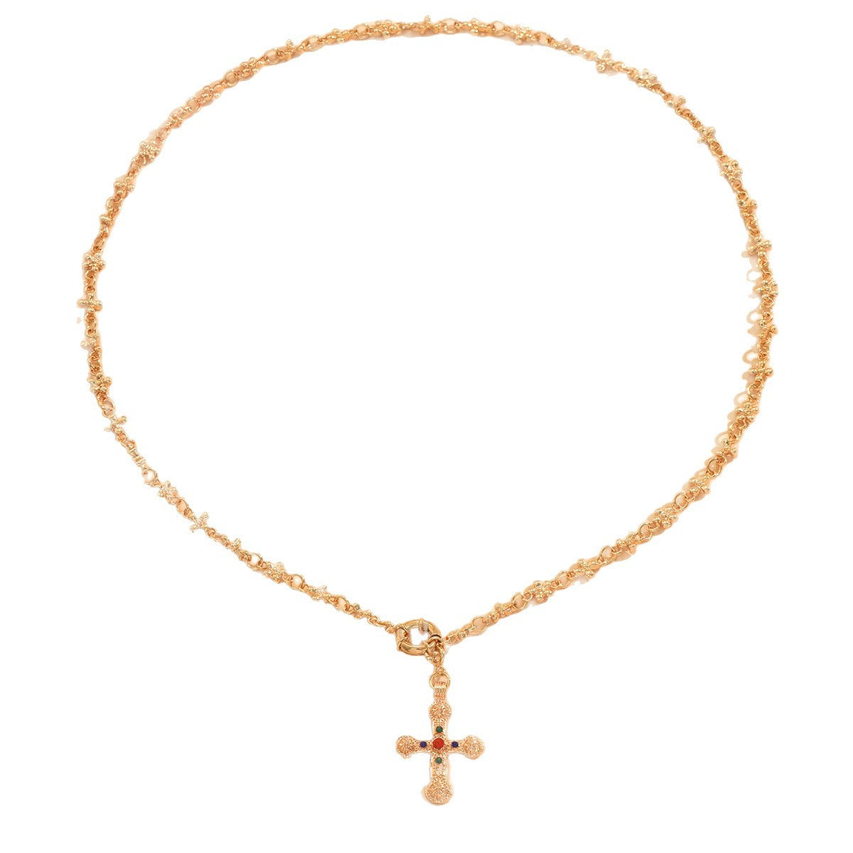 ✝️ Necklace Set + Rhinestone Cross Pendant Necklace – Alloy Chain Set