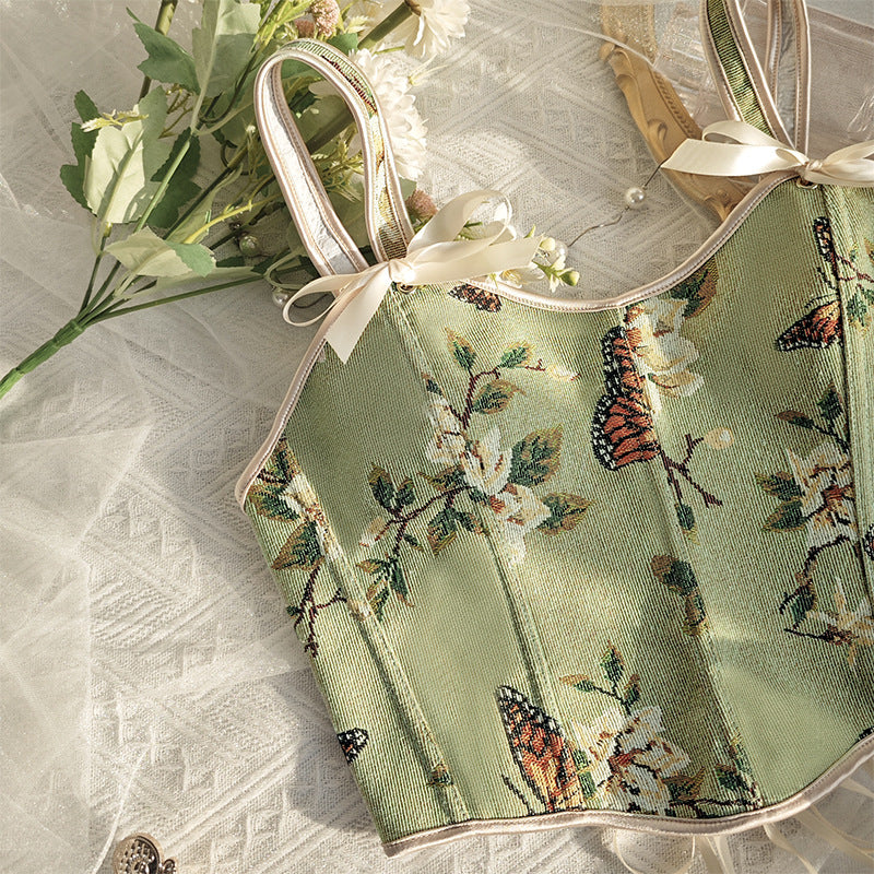 🌸 Spicy | French Floral Bow Tie Slimming Camisole