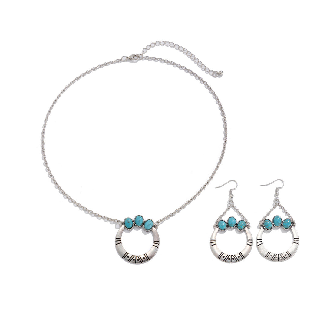 🌴 Necklace Set + Turquoise Coconut Tree Pendant – Heart Charm Summer Set