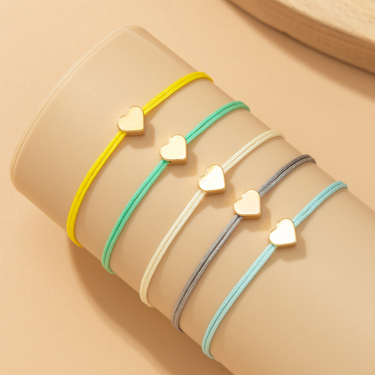 💝 Bracelet Set + Adjustable Colorful Heart Cord Bracelets – Sweet Multi-Pack