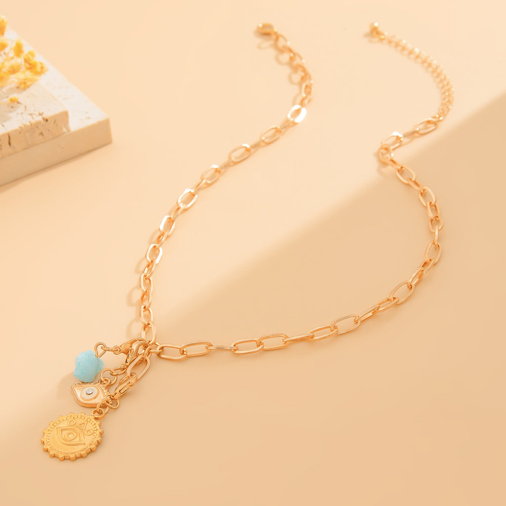 ☀️ Necklace + Sun Pendant Zircon Heart Fringe Necklace – Alloy Geometric