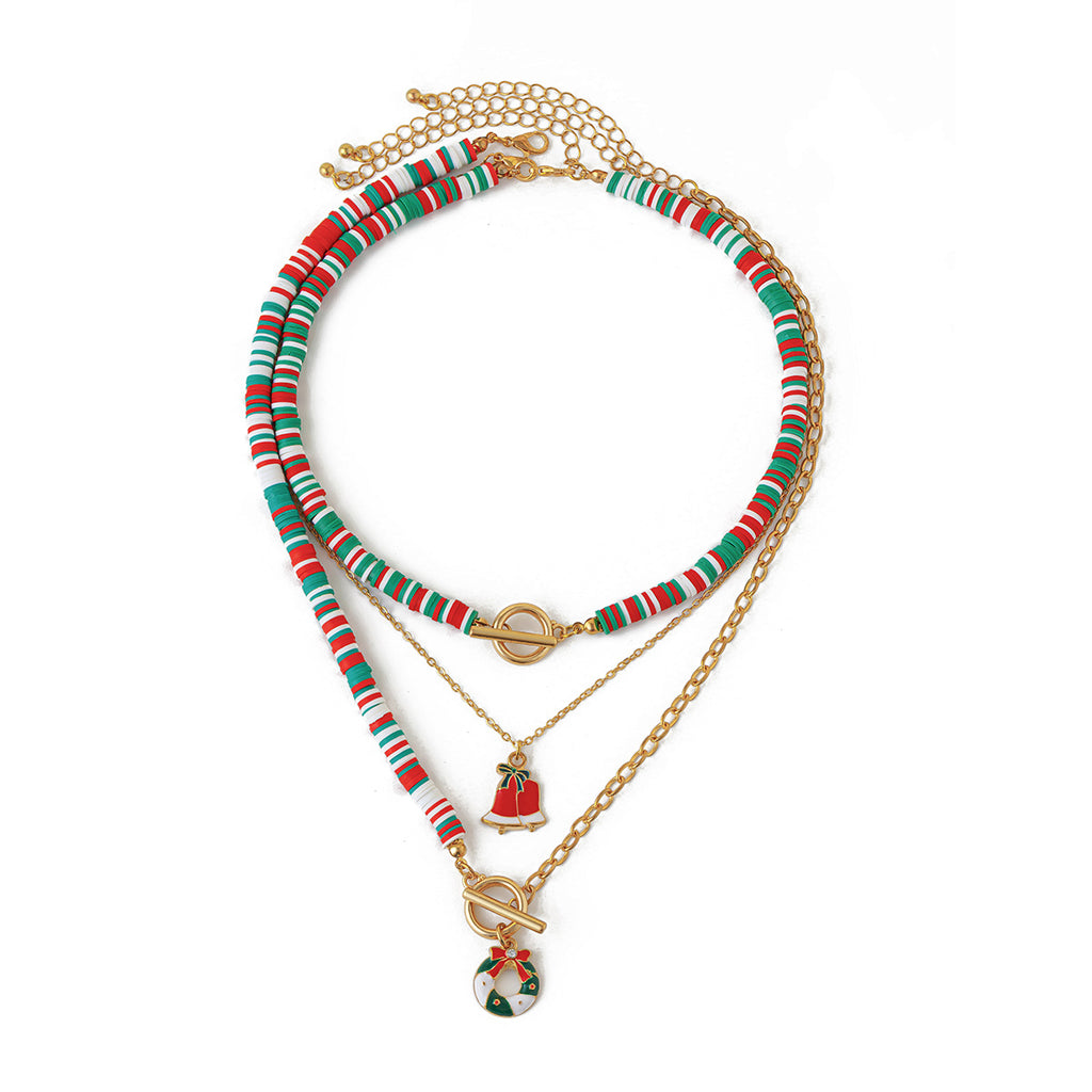 🎅 Necklace Set + Soft Clay Santa Pendant + OT Clasp Chain (3-Piece Christmas Set)