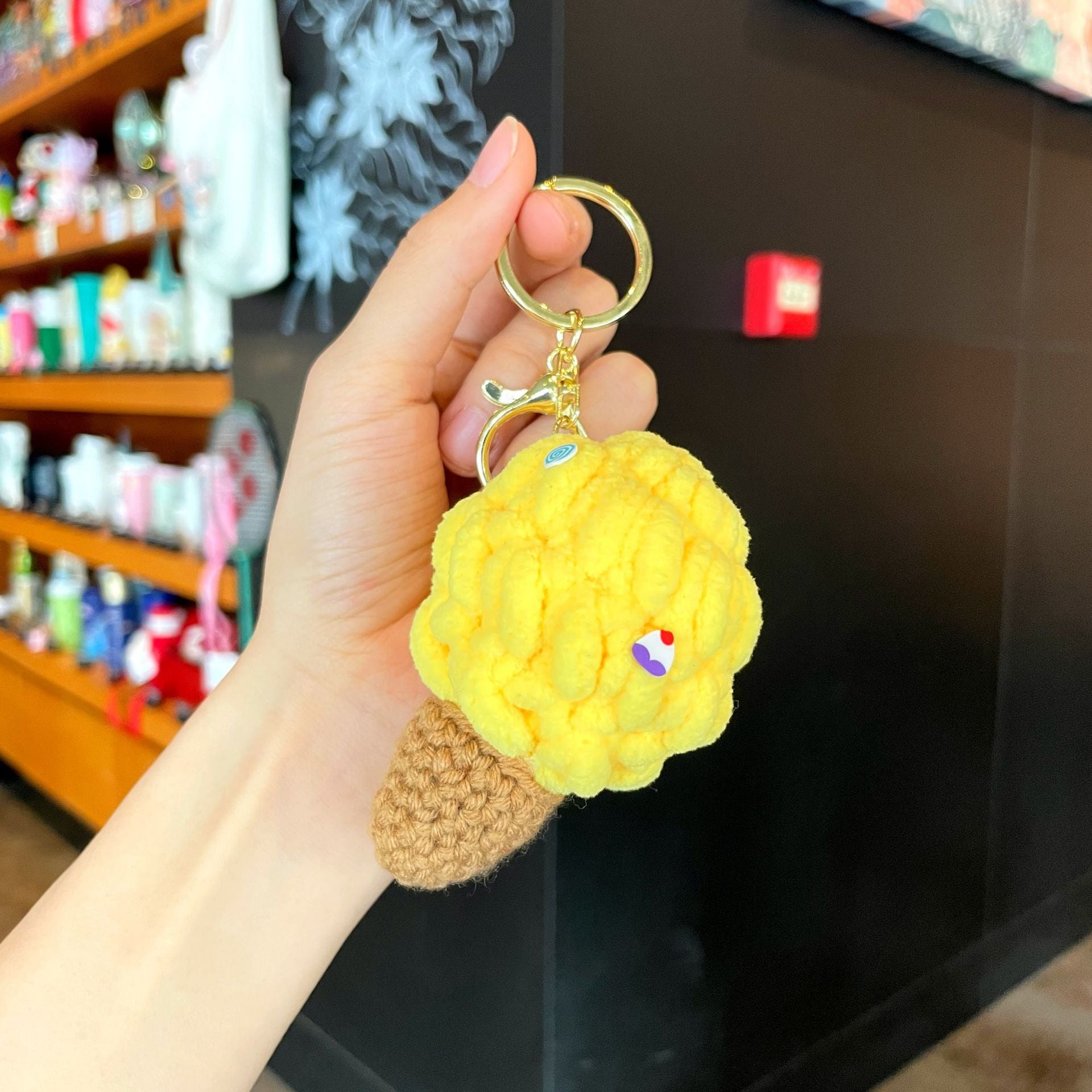 Crochet Yarn Ice Cream Keychain