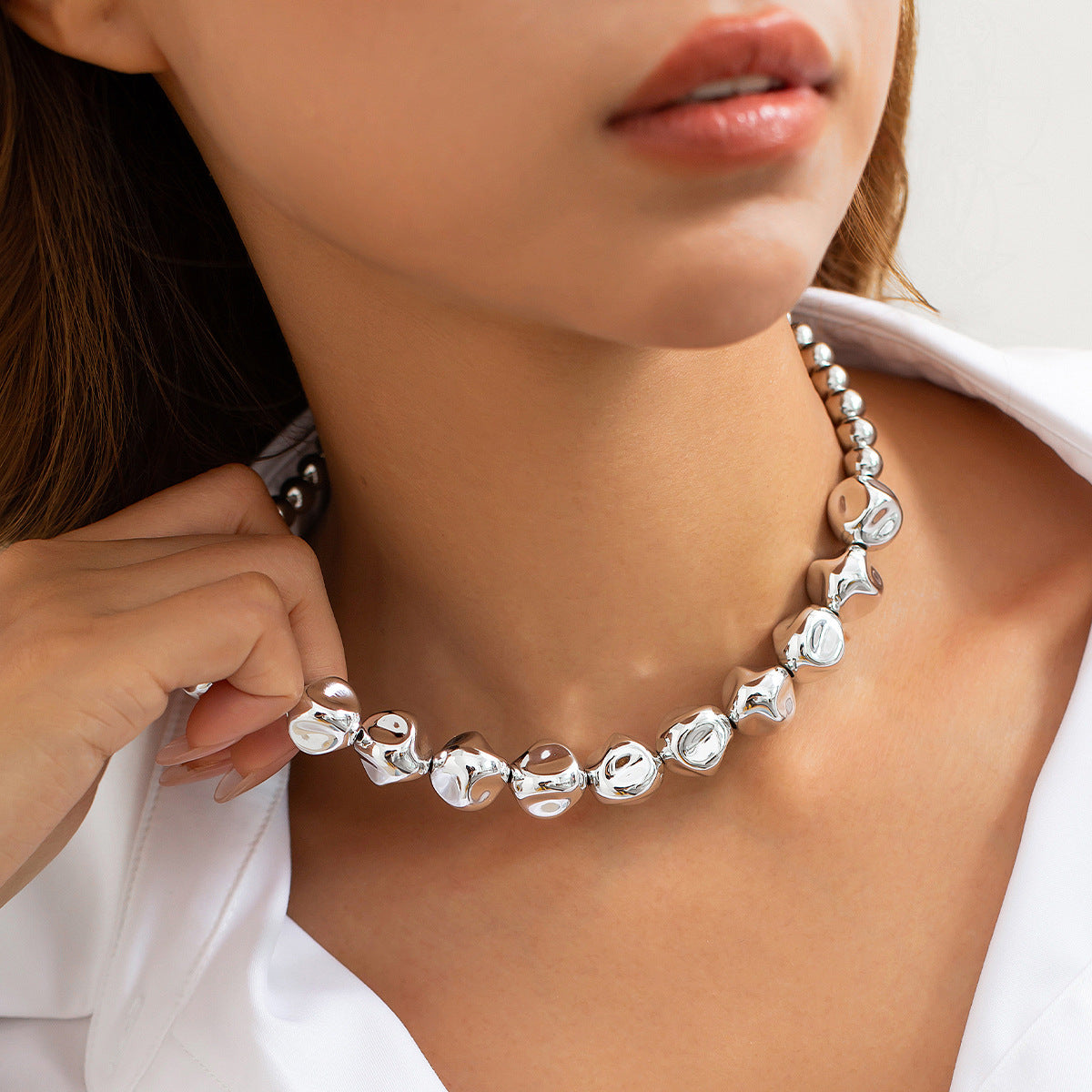 🧩 Necklace Set + Irregular CCB Beads Layered Pearl Necklace