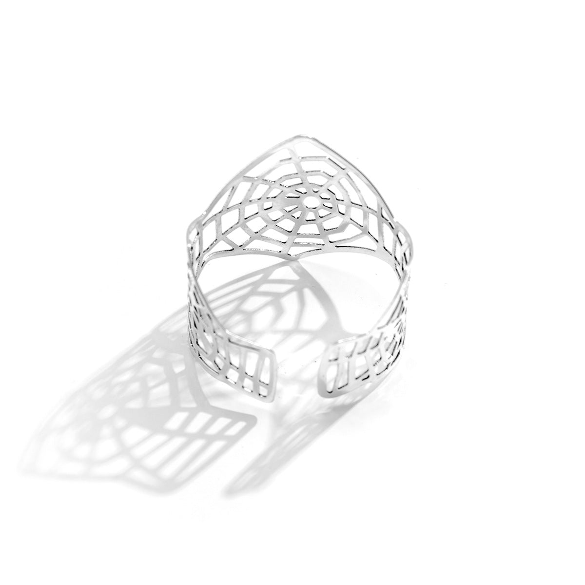 🍃 Bracelet + Hollow Leaf Cutout Open Cuff – French Retro Design